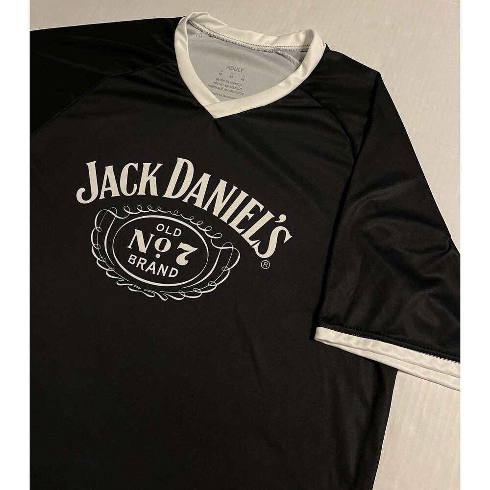 NEW Jack Daniels Whiskey Jersey Ringer Polyester T-Shirt MED Promo Distillery TN